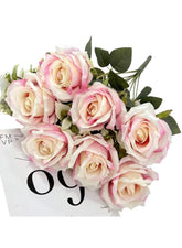 Huitich Artificial Flower Decor Light Pink Roses Bouquet